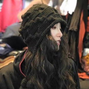 荏苒 冬季羊毛帽毛毛球护耳帽减龄款文艺休闲百搭保暖
