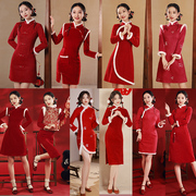 拜年服女成人旗袍秋冬季加绒中国风红色唐装女装小袄2024新年过年