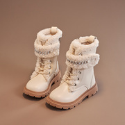 儿童马丁靴女童加绒加厚短靴冬季雪地靴2023中大童保暖大棉鞋