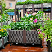庭院大号花箱塑料花盆长方形种菜盆阳台种菜箱，绿植种植盆储水简约