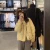 奶黄色羽绒服女2022冬季韩版宽松显瘦廓形圆领轻薄短款羽绒服外套