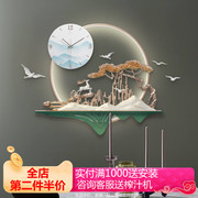 新中式客厅家用挂钟时尚艺术挂表创意钟饰个性时钟现代轻奢钟表