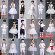 儿童演出礼服无袖连衣裙女童，白色公主裙幼儿园，香槟色女孩蓬蓬纱裙