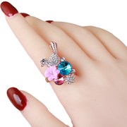 欧美水晶花花朵鸟巢食指，戒指女时尚个性，装饰指环韩版气质夸张饰品
