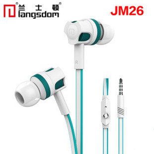 兰士顿 JM26入耳式面条线耳机 带麦线控语音带麦电脑手机耳机