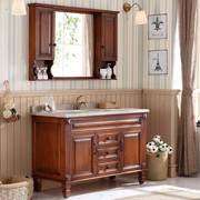 美式浴室柜橡木卫浴仿古柜落地洗漱台洗手盆实木面盆台下盆