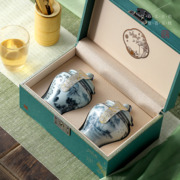 小双陶瓷密封罐茶叶包装盒空礼盒绿茶信阳毛尖六安瓜片空盒