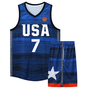 美国队usa篮球队服比赛服，diy印号梦十四球衣，杜兰特7号球衣双口袋