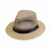 夏季男士帽子爵士礼帽遮阳帽草帽网眼，镂空草帽夏凉帽(夏凉帽)透气网帽
