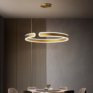 全铜餐厅吊灯北欧灯具现代简约餐厅灯，吧台吊灯创意个性圆环卧室灯