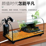 乌龟缸大型带晒台造景，养龟箱玻璃客厅小型专用家用龟鱼混养生态缸