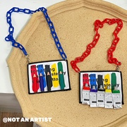 原创艺术家系列个性撞色趣味画家颜料铅笔独特彩色链条项链装饰链