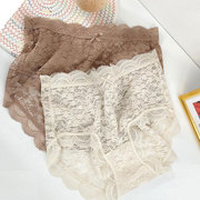 外贸内裤女原单日单出口日本法式唯美蕾丝包臀中高腰纯色大码三角
