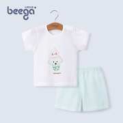 小狗比格宝宝衣服夏季儿童短袖套装婴儿莫代尔短袖两件套卡通套装