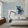 2024电视背景墙壁纸 时尚金鱼客厅艺术壁画 抽象沙发背景墙布