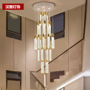水晶长吊灯现代简约创意，个性灯具轻奢港式别墅复式楼旋转楼梯吊灯
