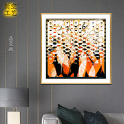 欧式爱马钢化晶瓷画橙色抽象艺术装饰画样板房，别墅酒店水晶画挂画