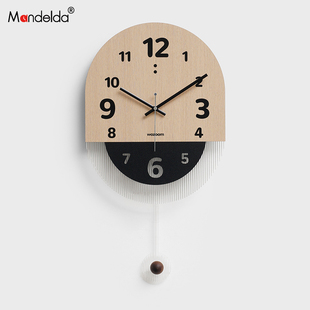 Mandelda免打孔时尚艺术钟表挂钟客厅2024简约创意时钟装饰墙