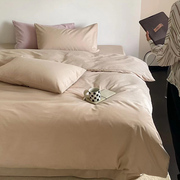 简约素色全棉加厚磨毛四件套全棉纯色H被套罩床单床笠1.5米1.
