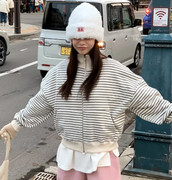 冬季韩国mocobling简约流行时尚，舒适条纹显瘦拉链式外套