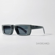 北欧风格水泥灰色墨镜，uv400防紫外线性，冷方形配近视白框太阳眼镜