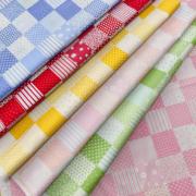 日本进口手作可爱布艺拼布面料布料纯棉印花布平纹棉布头草莓拼接