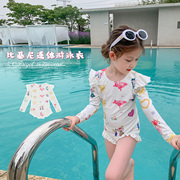 女童连体泳衣2023洋气12游泳10长袖6岁3防晒儿童宝宝女孩韩系