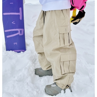 雪比特冬季大码单板滑雪裤，男女情侣款宽松加厚保暖防水透气