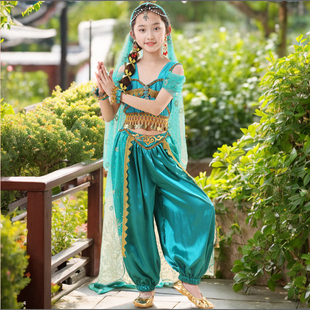 儿童印度舞演出服花儿，新疆敦煌女童异域风情，民族茉莉公主舞蹈服装