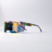 炫彩缤纷小众防风镜UV400防紫外线户外骑行反光太阳眼镜连体墨镜