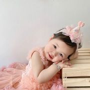 婴儿发带女宝宝公主发饰百天周岁派对发箍儿童生日帽蕾丝头饰