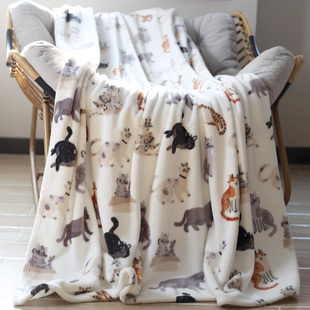 可爱猫咪牛奶绒法兰绒毛毯床单，午睡毯午休空调毯沙发盖毯圣诞毯子