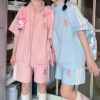 少女运动服套装女春秋学院风休闲宽松学生外套小个子粉色两件套潮