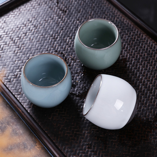 龙蛋禅定杯官窑主人，杯单杯功夫茶小茶杯，套装陶瓷茶具品茗杯天青色