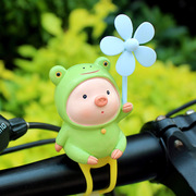 创意可爱小猪风车竹蜻蜓青蛙电瓶自行车载电动摩托装饰送闺蜜