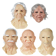 21万圣节跨境全网流行老人乳胶面具头套逼真效果狂欢派对头套