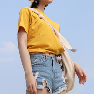 270g姜黄色短袖T恤宽松显瘦纯棉2021纯色白色外穿休闲T恤衫夏