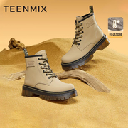 Teenmix天美意马丁靴女冬商场同款休闲系带厚底靴子CSS41DD2