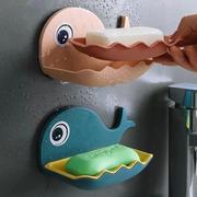 双层肥皂盒壁挂式香皂盒免打孔卡通，海豚创意卫生间带沥水肥皂盒架