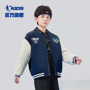 中国乔丹童装男童棉服，棒球服2023冬季儿童，外套大童夹克加厚款