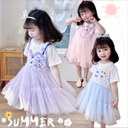 女童纯棉连衣裙夏季儿童宝宝，薄款短袖卡通公主，网纱蓬蓬裙蛋糕裙子
