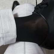 正装男士丝袜镜面西装商务舒适性感绅士薄款黑丝，正装袜油光中筒袜