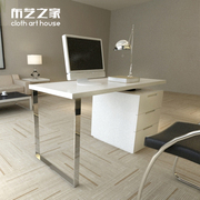 白色台式烤漆电脑桌时尚简约旋转书桌转角办公桌家用笔记本写字台