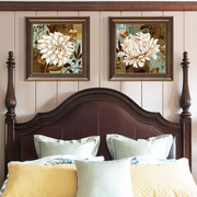 美式乡村卧室装饰画温馨床头，挂画沙发背景墙壁画，欧式室内墙画花卉