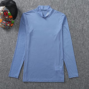 高尔夫男装防晒衣，打底男紧身薄款冰丝长袖，t恤衫高领蓝色打球