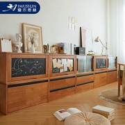 实木模块柜书柜落地客厅日式电视柜，自由组合矮柜飘窗柜北欧收纳柜