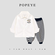 大力水手popeye儿童衬衫，男童长袖衬衣宝宝2024春装上衣洋气