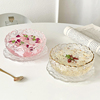 高颜值玻璃玫瑰甜品碗碟，套装精致银耳羹燕窝，碗带勺糖水酸奶燕麦碗