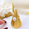 DIY珍珠配件 G18K黄金珍珠戒指空托 单钻指环款 配10-12mm正圆珠