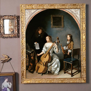 可可的画廊古典人物油画，大提琴美式小众，法式复古背景墙卧室装饰画